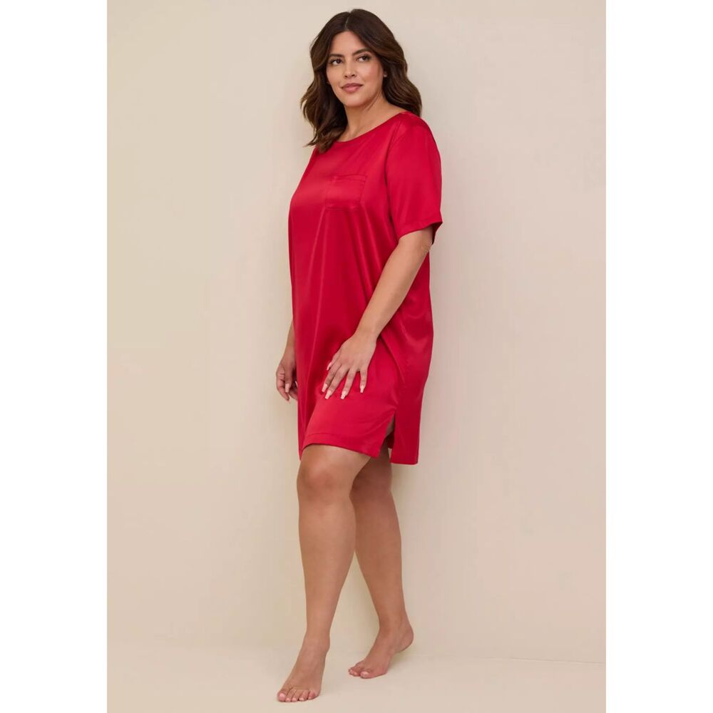 Torrid 2 Red Dream Satin Pocket Sleep T-Shirt Gown 2X 18 20